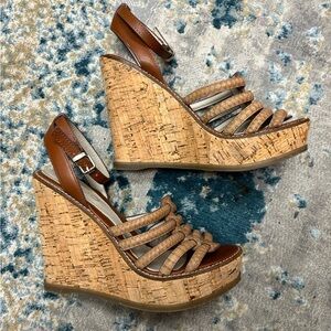 Aldo Tan Leather Strappy Platform Sandals 6.5 EUC